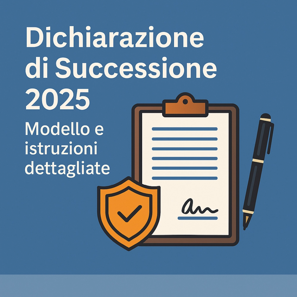Illustrazione digitale della dichiarazione di successione con icone notarili