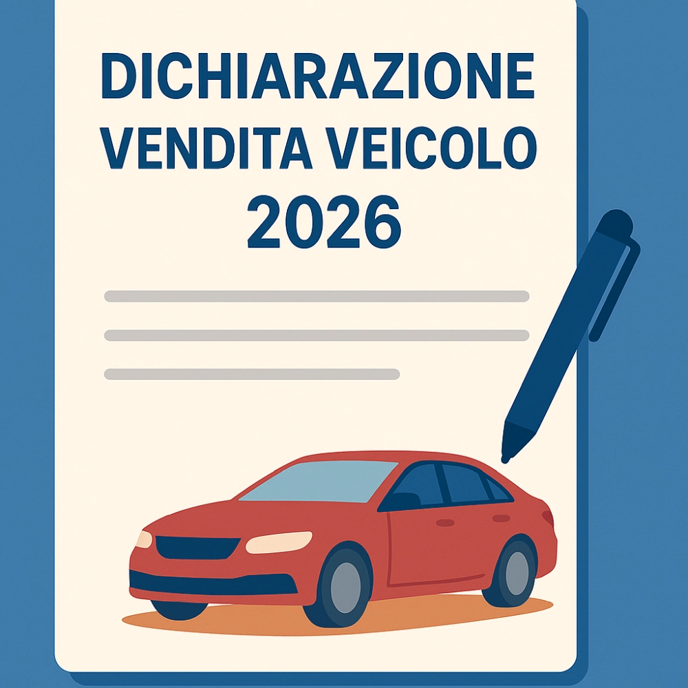 Dichiarazione Vendita Veicolo 2026 – Illustrazione digitale del documento