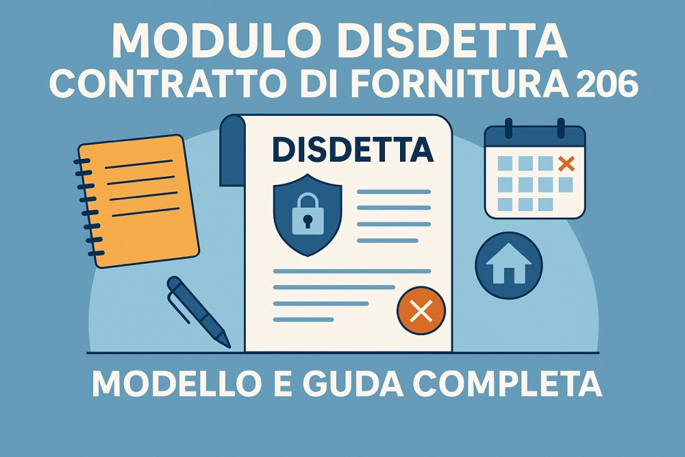 Illustrazione digitale del modulo di disdetta contratto di fornitura 2026