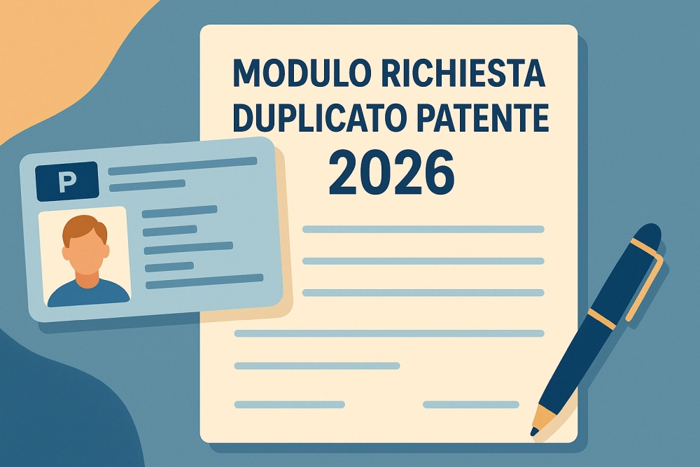 Modulo Richiesta Duplicato Patente 2026 – Illustrazione digitale moderna
