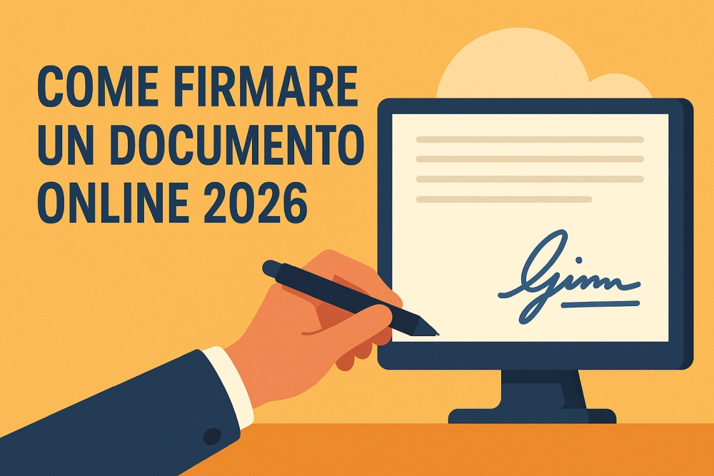 Illustrazione digitale su come firmare un documento online nel 2026