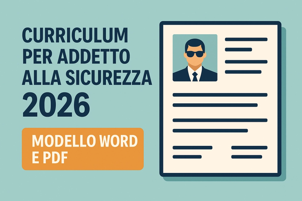Illustrazione curriculum per addetto alla sicurezza 2026 in stile digitale moderno