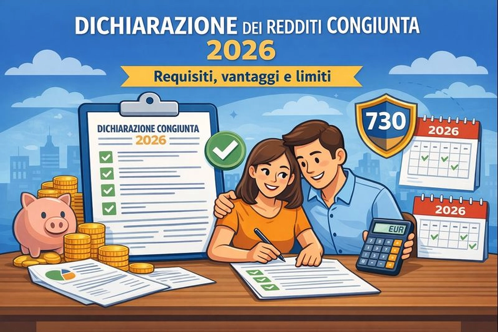 Illustrazione sulla dichiarazione dei redditi congiunta 2026 per coppie sposate