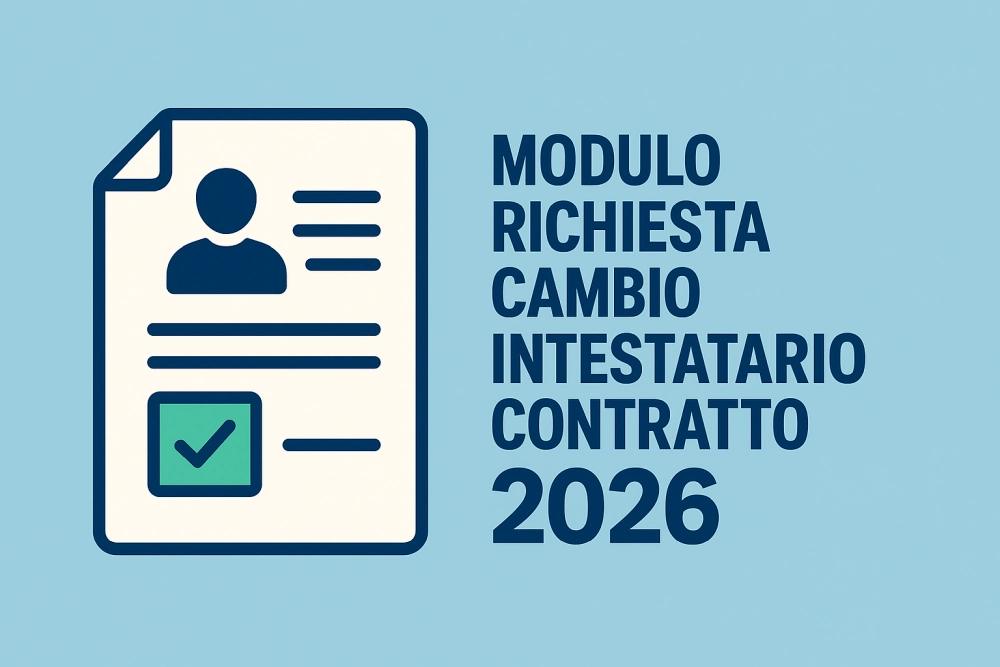 Modulo Richiesta Cambio Intestatario Contratto 2026 in stile flat minimalista