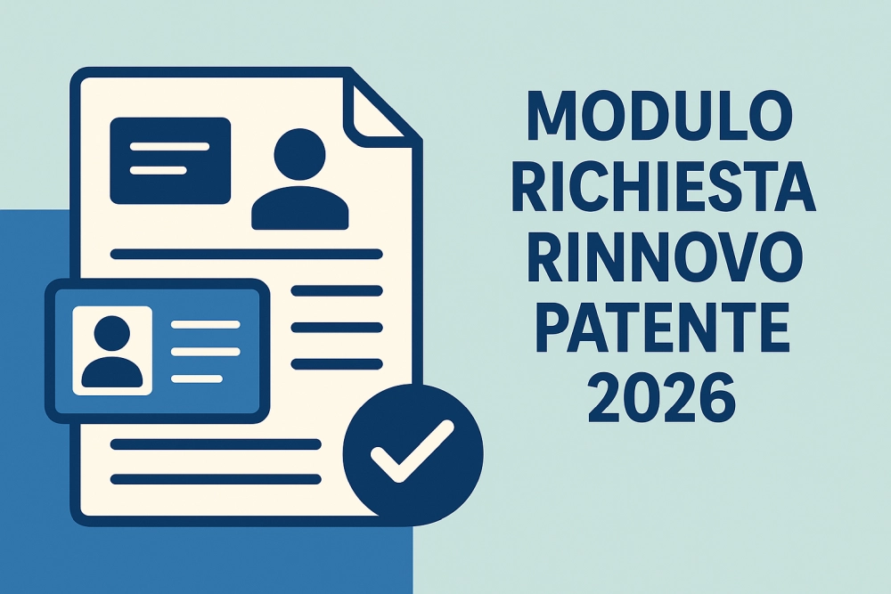 Modulo Richiesta Rinnovo Patente 2026 – Illustrazione minimalista