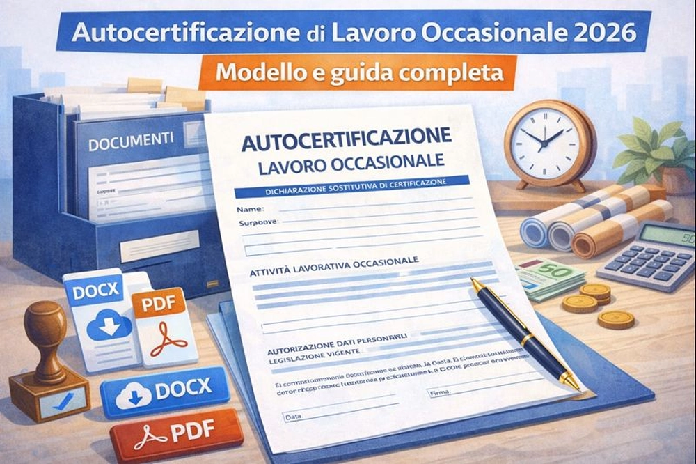 Modello di autocertificazione di lavoro occasionale 2026 con guida