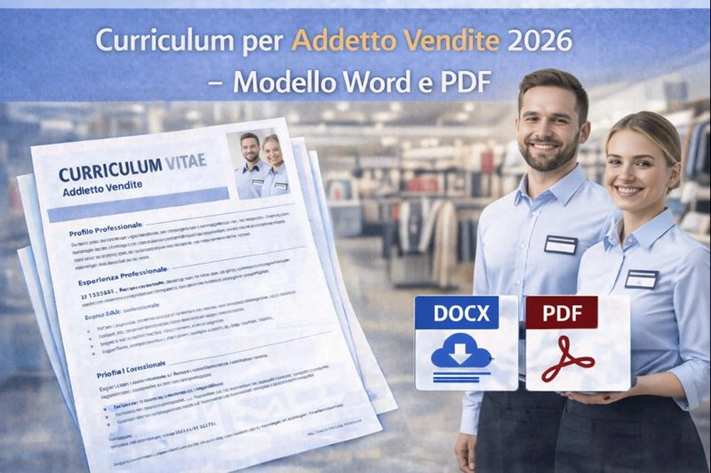 Curriculum per addetto vendite 2026 con modello professionale Word e PDF