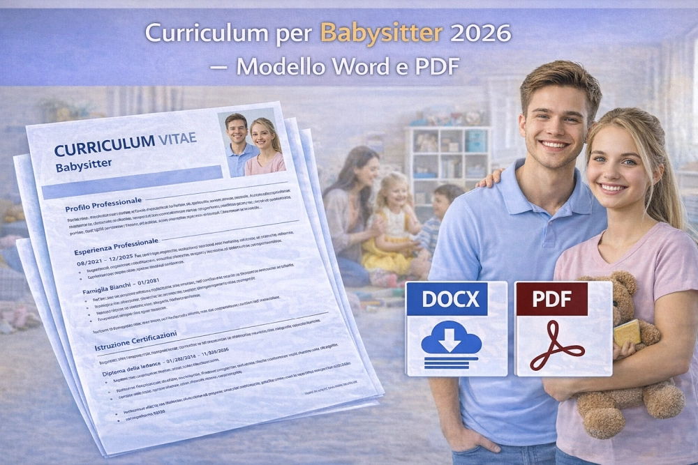 Curriculum per babysitter 2026 con modello professionale Word e PDF