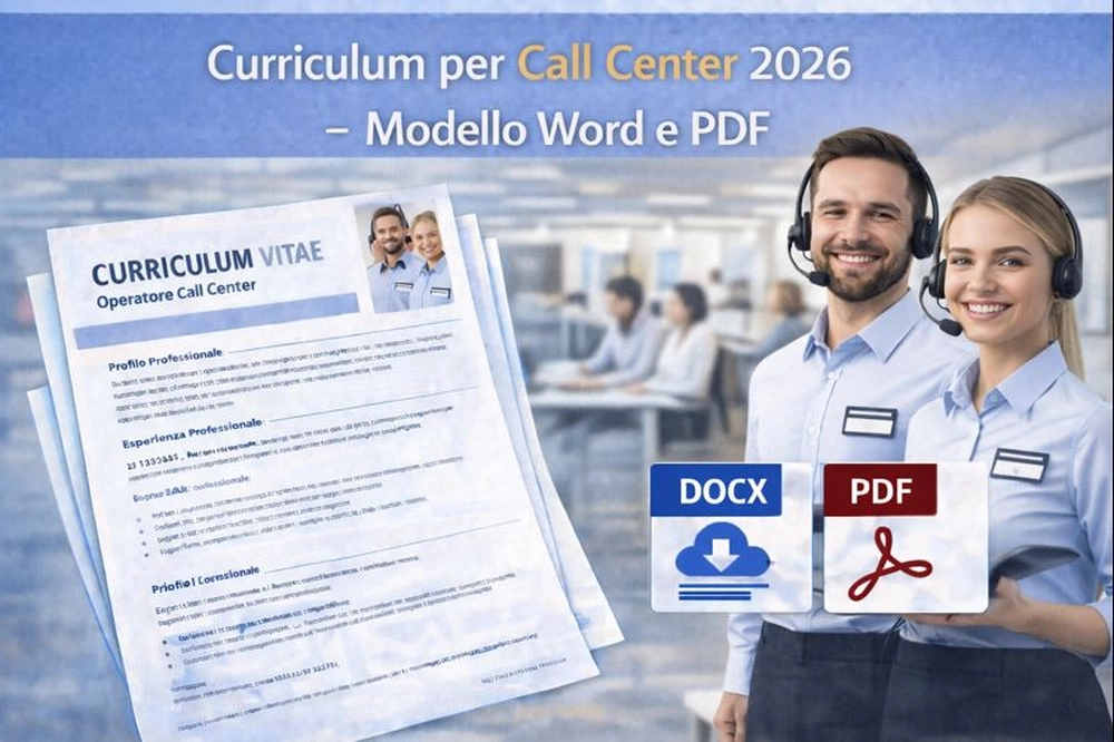 Curriculum per call center 2026 con modello professionale Word e PDF