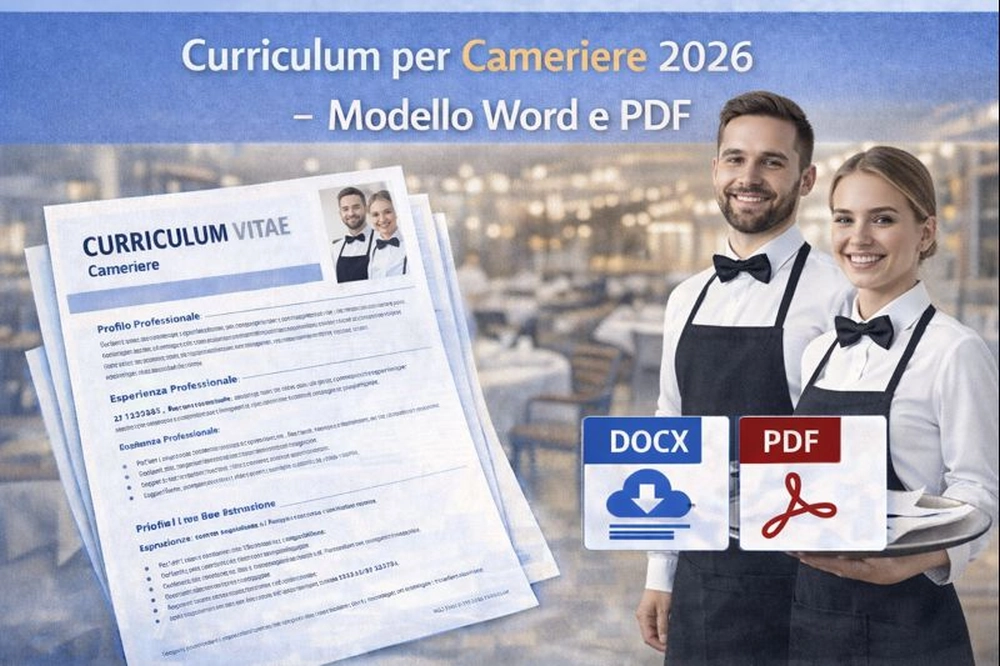 Curriculum per cameriere 2026 con modello professionale Word e PDF