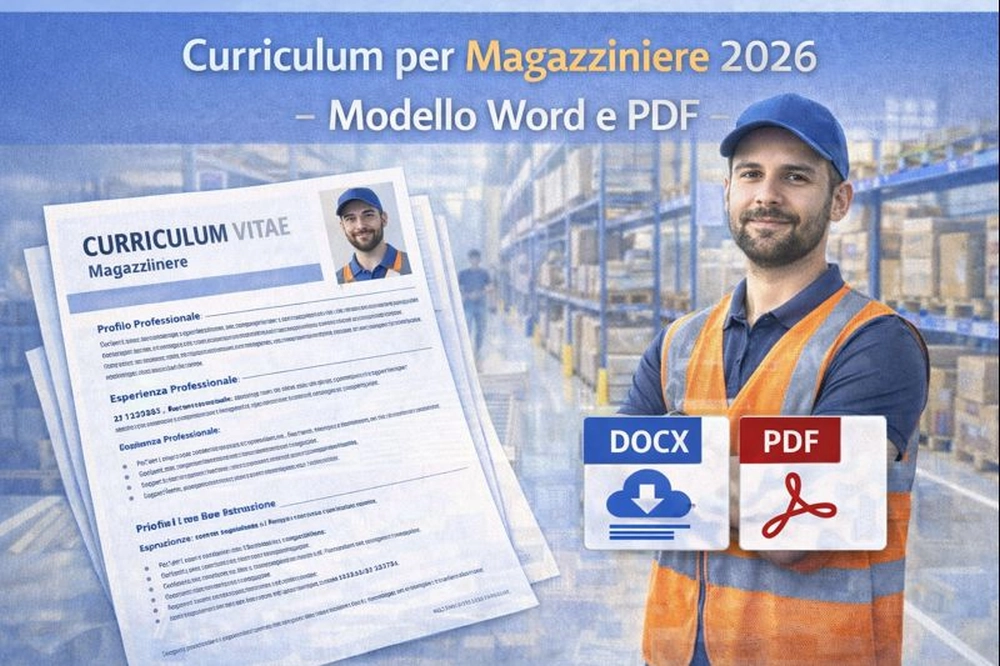 Curriculum per magazziniere 2026 con modello professionale Word e PDF