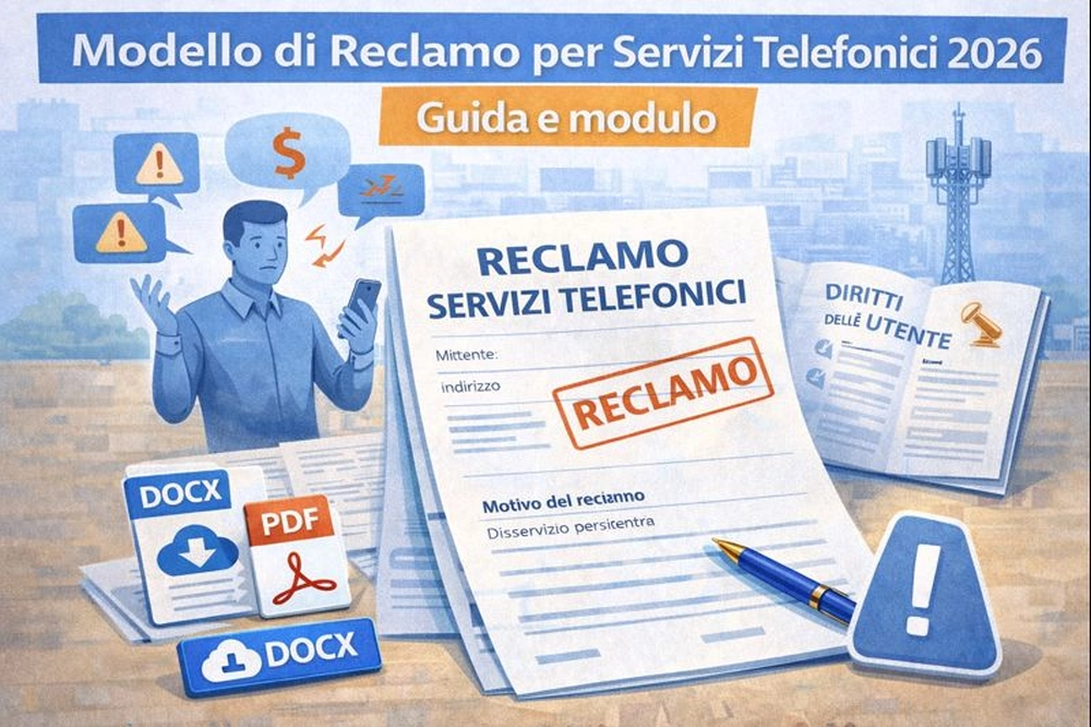 Modello di reclamo per servizi telefonici 2026 compilabile