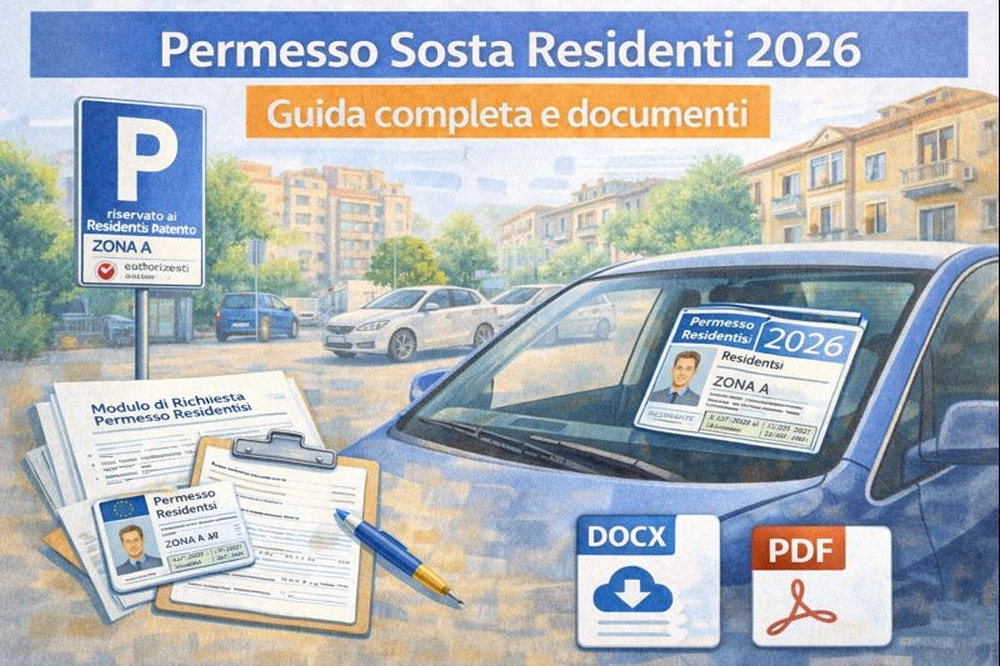 Permesso sosta residenti 2026 per parcheggio urbano con documenti