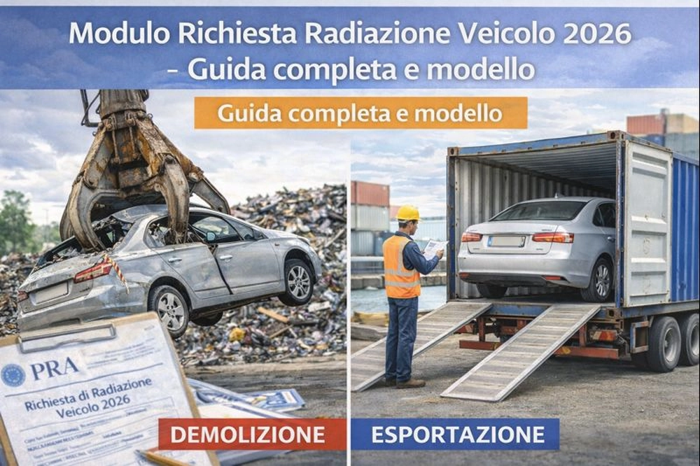 Modulo richiesta radiazione veicolo 2026 per demolizione o esportazione