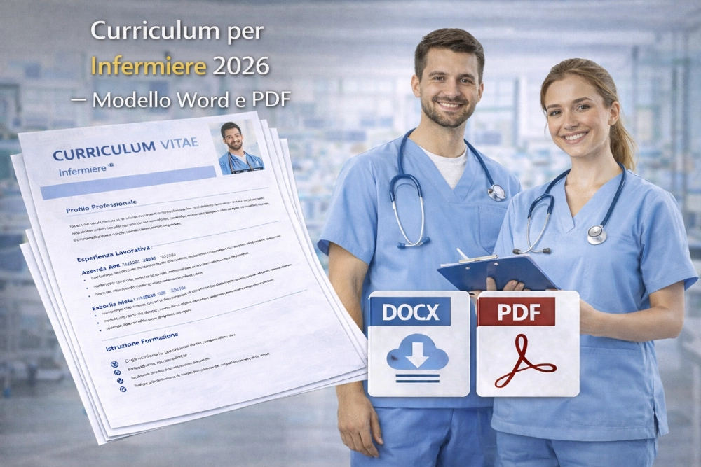 Curriculum per infermiere 2026 con modello professionale Word e PDF
