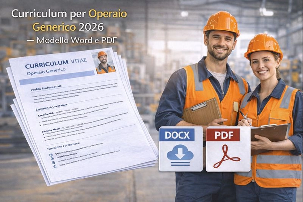 Curriculum per operaio generico 2026 con modello professionale Word e PDF
